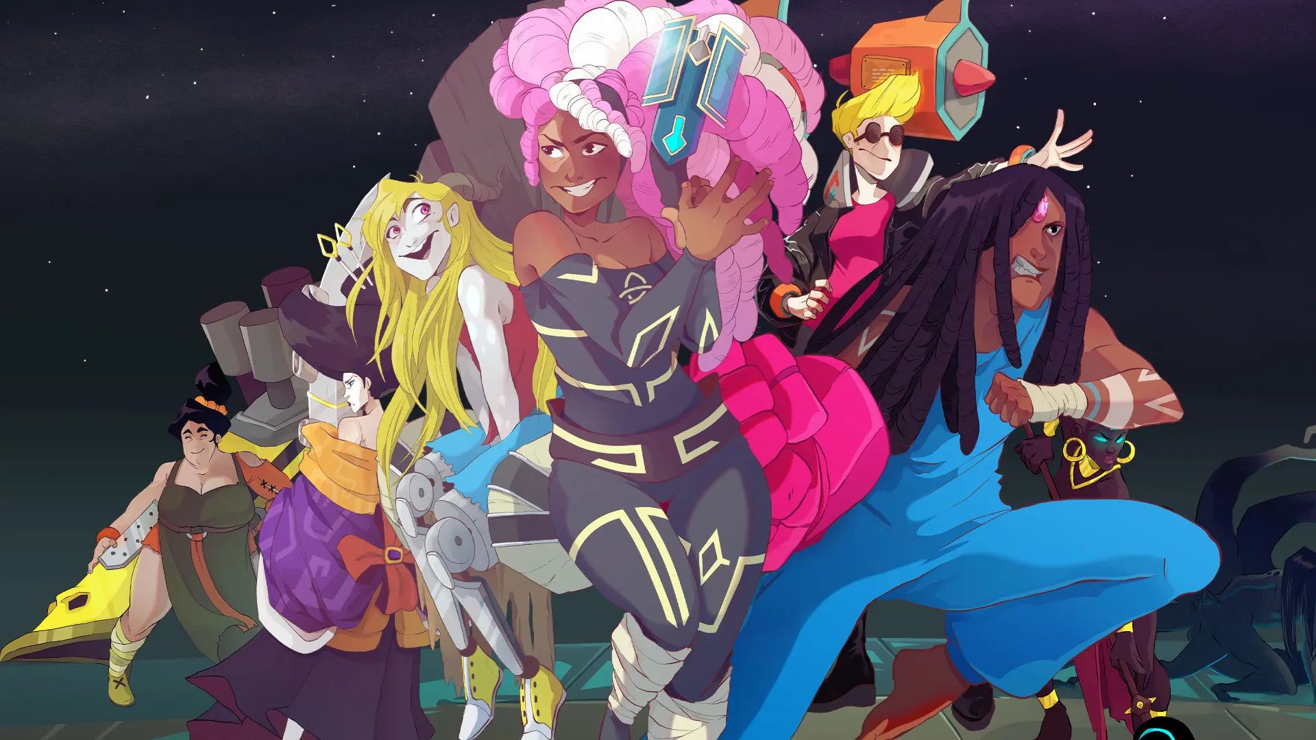 The characters of Grid Force Mask of the Goddess