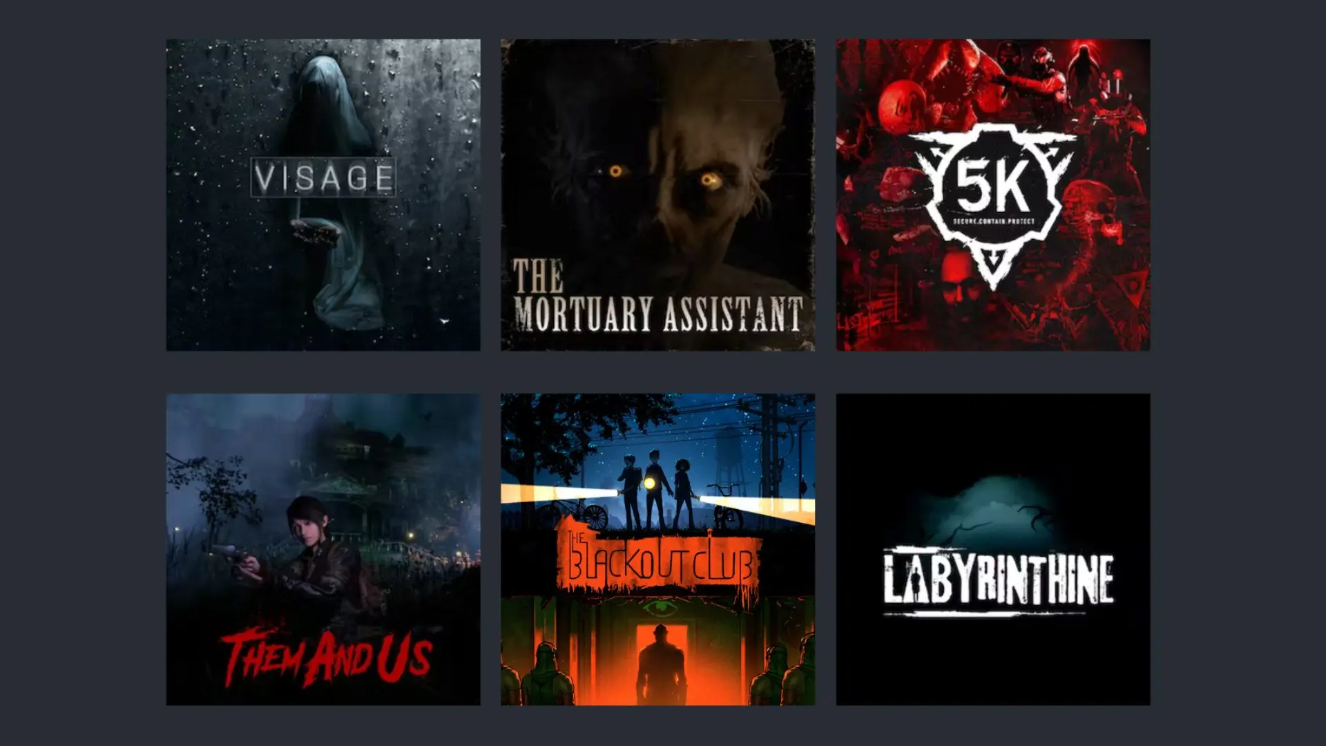A screenshot of a horror themed Humble Bundle