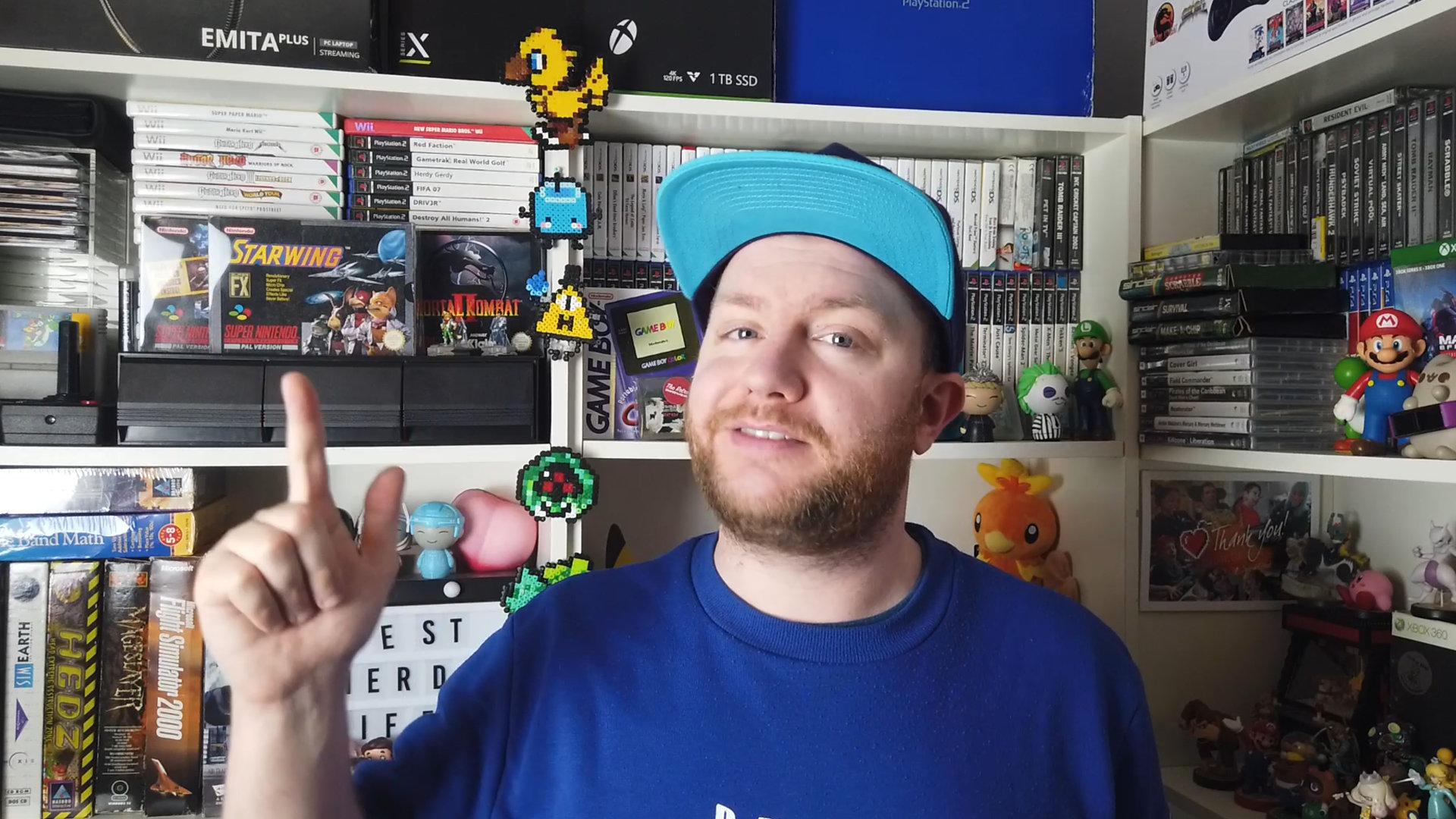 A picture of me with my finger pointing up, listing off my tips for retro video game hunting