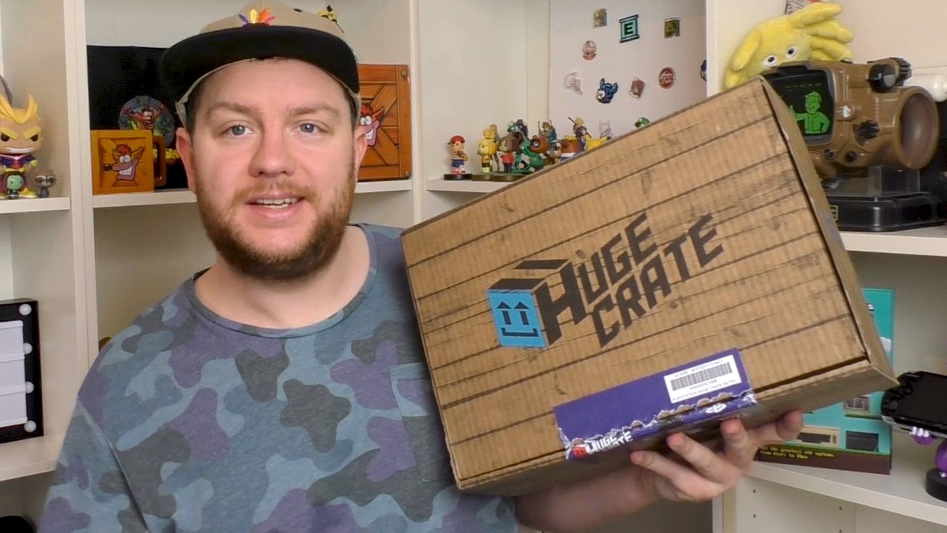 A photo of me with the Huge Crate Retro PlayStation bundle box