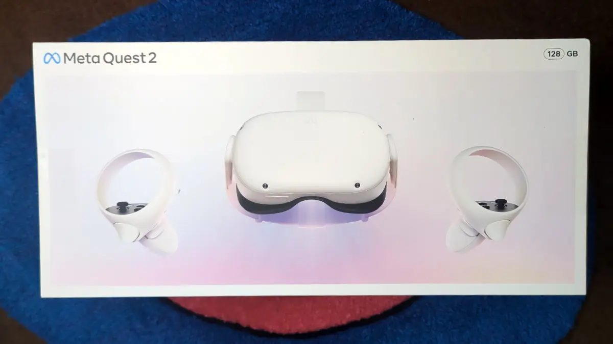 A photo of a boxed Meta Quest 2