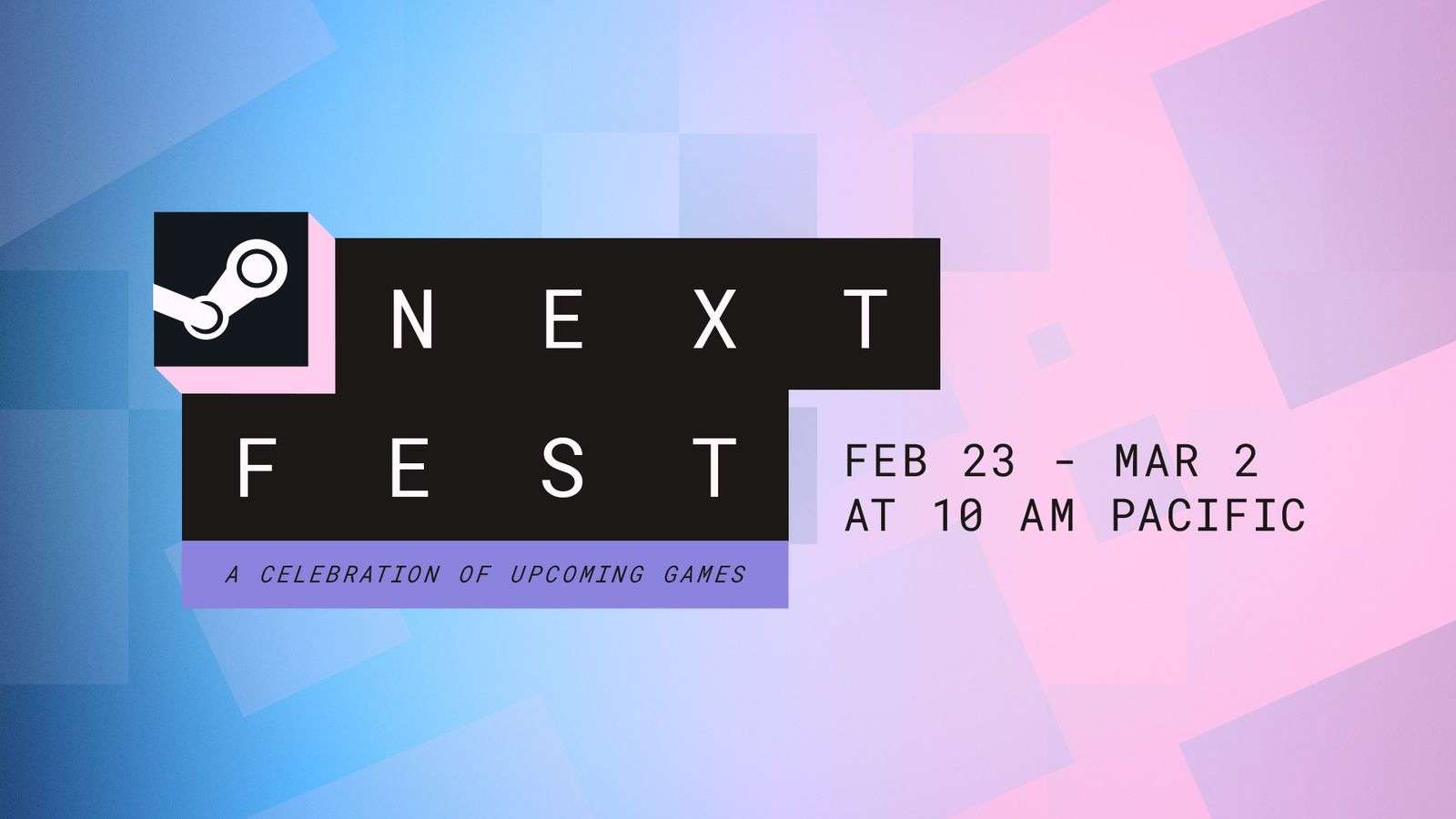 An image depicting the logo for Steam Next Fest Feb 2026.
